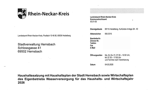Pro Hemsbach stellt Antrag zur Einberufung einer Haushaltskonsolidierungskommission